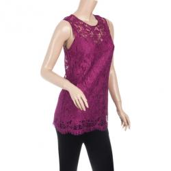 مملوكة مسبقًا Dolce and Gabbana Fuschia Lace Top M