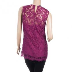 مملوكة مسبقًا Dolce and Gabbana Fuschia Lace Top M