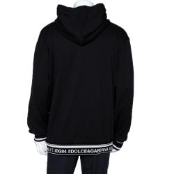 Pre Owned Dolce & Gabbana Black Jersey Zip-Up Hooded Sweatshirt IT 46