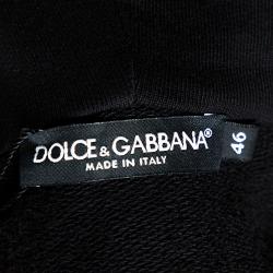 Pre Owned Dolce & Gabbana Black Jersey Zip-Up Hooded Sweatshirt IT 46