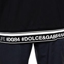Pre Owned Dolce & Gabbana Black Jersey Zip-Up Hooded Sweatshirt IT 46