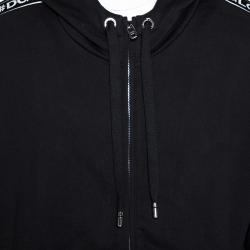 Pre Owned Dolce & Gabbana Black Jersey Zip-Up Hooded Sweatshirt IT 46