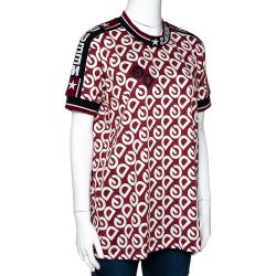 مملوكة مسبقًا تي شيرت دولتشي أند غابانا دي جي مانيا جيرسيه مطبوع متعدد الألوان برقبة مستديرة مقاس إيطالي 46