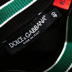 Pre Owned Dolce & Gabbana Black DG Mania Print Jersey Embroidery Crew Neck T Shirt IT 40
