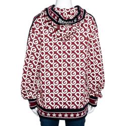 Pre Owned Dolce & Gabbana Multicolor DG Mania Print Jersey Hooded Sweatshirt IT 40