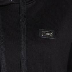 Pre Owned Dolce & Gabbana Black Cotton Logo Bands Hooded Sweatshirt IT 40