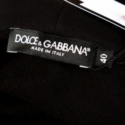 Pre Owned Dolce & Gabbana Black Cotton Logo Bands Hooded Sweatshirt IT 40