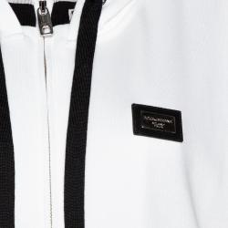 Pre Owned Dolce & Gabbana White Cotton Logo Bands Hooded Sweatshirt IT 40