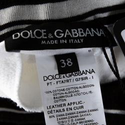 Pre Owned Dolce & Gabbana White Stretch Jersey Logo Bands Track Pants IT 38