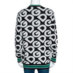 Pre Owned Dolce & Gabbana Multicolor DG Mania Print Wool Crew Neck Sweater IT 44