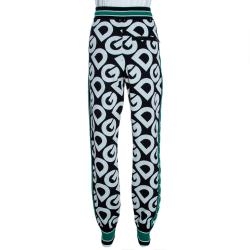 Pre Owned Dolce & Gabbana Multicolor DG Mania Print Wool Track Pants IT 46
