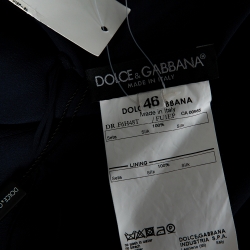 Pre Owned Dolce & Gabbana Navy Blue Silk Satin Sleeveless Dress L