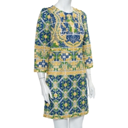 Pre Owned Dolce & Gabbana Multicolor Guipure Lace Shift Dress S
