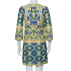 Pre Owned Dolce & Gabbana Multicolor Guipure Lace Shift Dress S