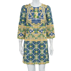 Pre Owned Dolce & Gabbana Multicolor Guipure Lace Shift Dress S