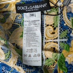 Pre Owned Dolce & Gabbana Multicolor Guipure Lace Shift Dress S