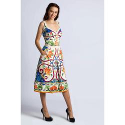 Pre Owned Dolce & Gabbana Multi_Color Maiolica Dress XL (IT 50)