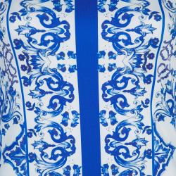 مملوكة مسبقًا فستان دولتشي أند غابانا كم ثلاثة أرباع تريكو منقوش أبيض وأزرق XS