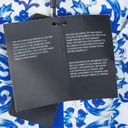 مملوكة مسبقًا فستان دولتشي أند غابانا كم ثلاثة أرباع تريكو منقوش أبيض وأزرق XS