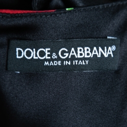 Pre Owned Dolce & Gabbana Black Rose Printed Silk Midi Dress XL