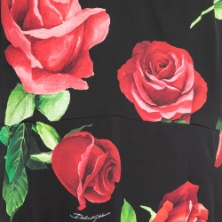 Pre Owned Dolce & Gabbana Black Rose Printed Silk Midi Dress XL