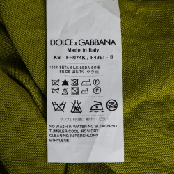 Pre Owned Dolce & Gabbana Green Silk Knit Short Sleeve Top M