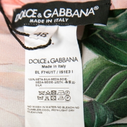 Pre Owned Dolce & Gabbana Pink Floral Printed Silk Ruffled Blouse L