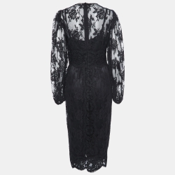 Pre Owned Dolce & Gabbana Black Lace Long Sleeve Dress M