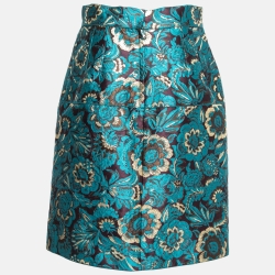 مملوكة مسبقًا Dolce & Gabbana Blue Floral Jacquard Silk Skirt M
