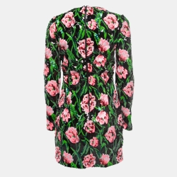 Pre Owned Dolce & Gabbana Multicolor Floral Patterned Sequin Full Sleeve Mini Dress M
