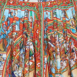 Pre Owned Dolce & Gabbana Multicolor Printed Cotton Gathered Knee Length Skirt S