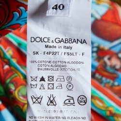 Pre Owned Dolce & Gabbana Multicolor Printed Cotton Gathered Knee Length Skirt S
