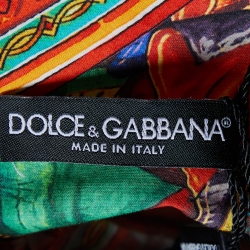 Pre Owned Dolce & Gabbana Multicolor Printed Cotton Gathered Knee Length Skirt S