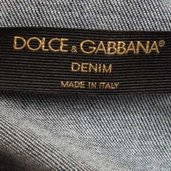 Pre Owned Dolce & Gabbana Navy Blue Velour Button Front Jacket S