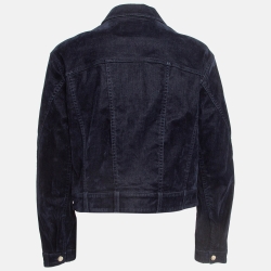 Pre Owned Dolce & Gabbana Navy Blue Velour Button Front Jacket S