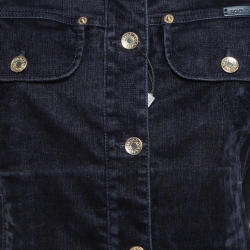 Pre Owned Dolce & Gabbana Navy Blue Velour Button Front Jacket S