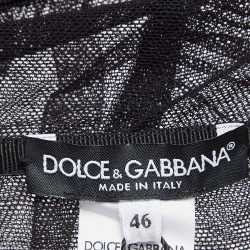 Pre Owned Dolce & Gabbana Black Mesh Ruched Bodycon Midi Dress L