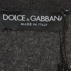 Pre Owned Dolce & Gabbana Pink/Grey Floral Jacquard Inserted Cashmere Cardigan L