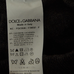 Pre Owned Dolce & Gabbana Pink/Grey Floral Jacquard Inserted Cashmere Cardigan L
