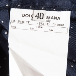 Pre Owned Dolce & Gabbana Navy Blue Polka Dots Silk Shirt and Pants Set S