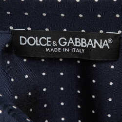 Pre Owned Dolce & Gabbana Navy Blue Polka Dots Silk Shirt and Pants Set S