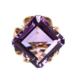 Dolce & Gabbana Anna Amethyst 18k Yellow Gold Ring Size 52