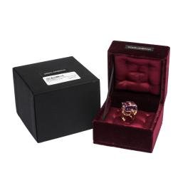 Dolce & Gabbana Anna Amethyst 18k Yellow Gold Ring Size 52