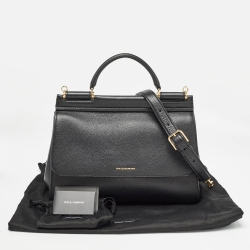 مملوكة مسبقًا Dolce & Gabbana Black Leather Large Soft Miss Sicily Top Handle Bag