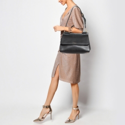 مملوكة مسبقًا Dolce & Gabbana Black Leather Large Soft Miss Sicily Top Handle Bag
