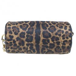 Pre Owned Dolce and Gabbana Leopard Print Chain Small Shoulder Bag