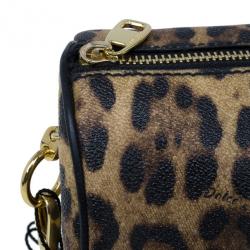 Pre Owned Dolce and Gabbana Leopard Print Chain Small Shoulder Bag