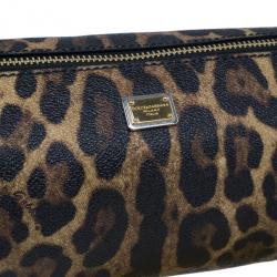 Pre Owned Dolce and Gabbana Leopard Print Chain Small Shoulder Bag