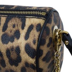 Pre Owned Dolce and Gabbana Leopard Print Chain Small Shoulder Bag