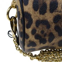 Pre Owned Dolce and Gabbana Leopard Print Chain Small Shoulder Bag